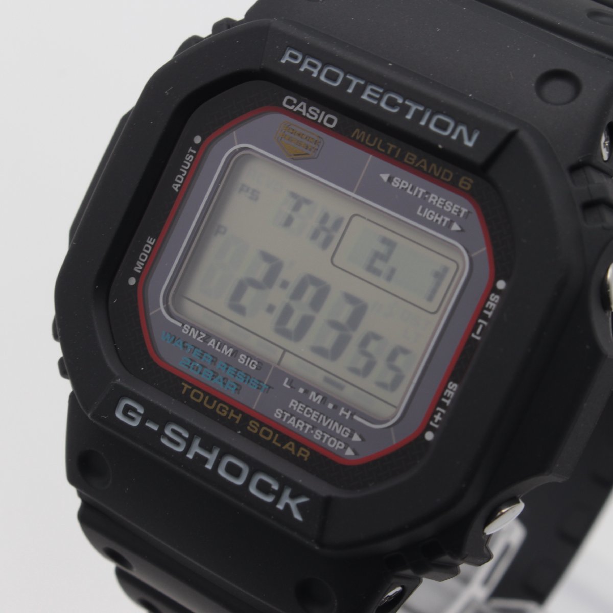 1983▲ CASIO 腕時計 G-SHOCK GW-M5610U-1JF 20気圧防水 耐衝撃性 電波 ソーラー 暗所で見やすい ワールドタイム ブラック×レッド【0208】_参考価格：22,000円