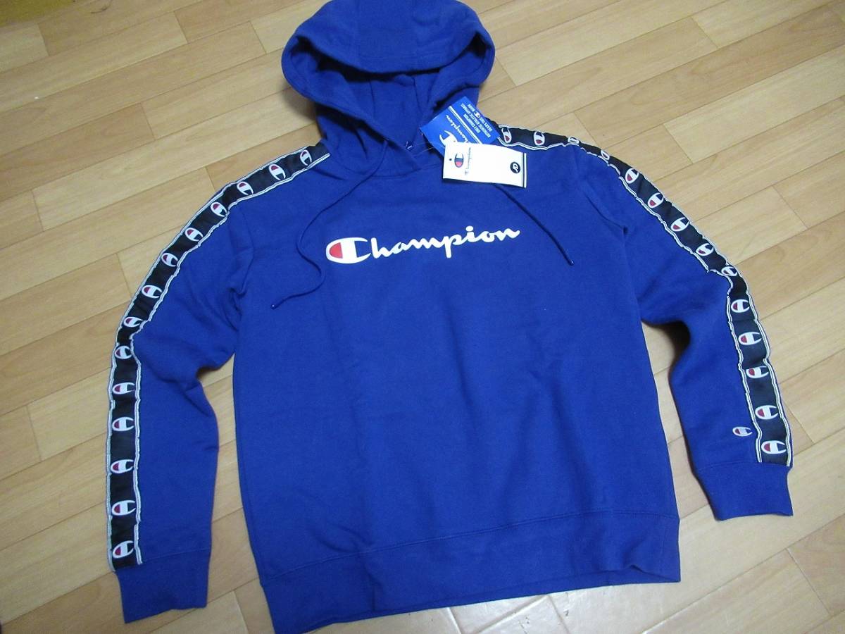 ★261 champion チャンピオン 新品袖ロゴテープスウェットパーカー S_画像4