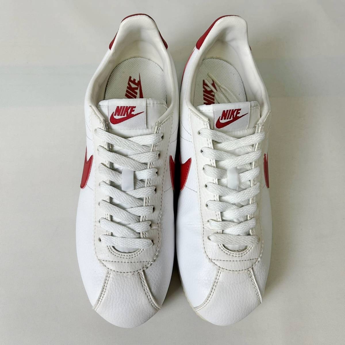 17年製 正規品 NIKE CLASSIC CORTEZ LEATHER 749571-154 ナイキ クラシック コルテッツ レザー フォレストガンプ トリコロール 白赤 27cm_画像3