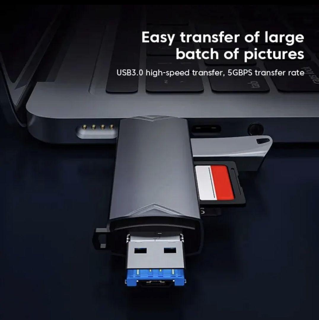 6 in 1 多機能USB3.0 カードリーダー(ブラック)