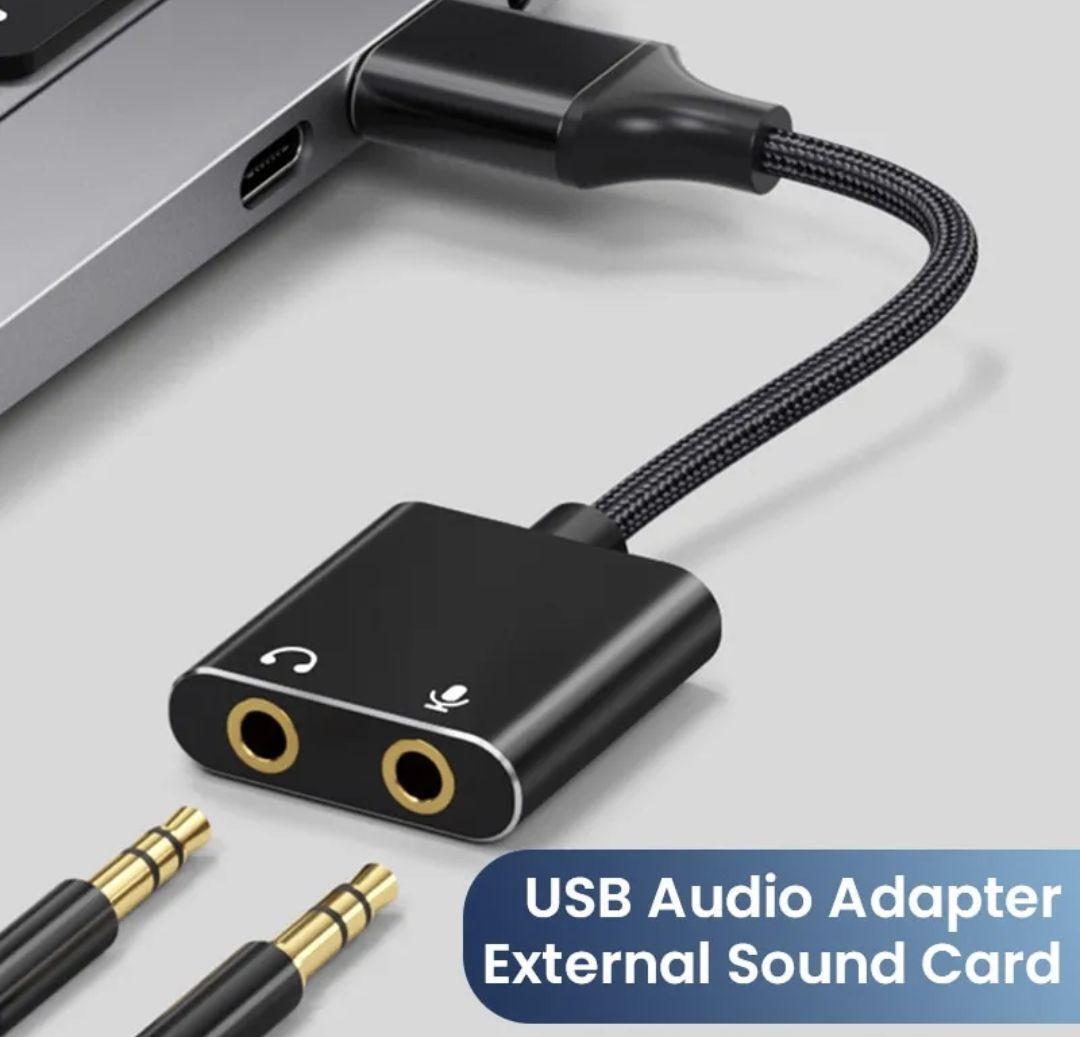 USBワイヤレスサウンドカードアダプター, 3.5mm ヘッドフォンとマイク_画像1