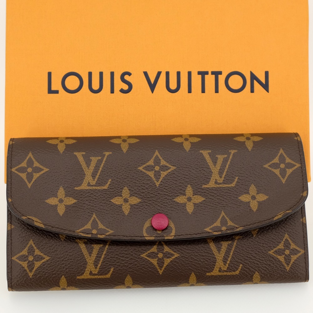 【新品同様】LOUIS VUITTON ルイヴィトン ポルトフォイユ・エミリー 長財布（小銭入れあり） モノグラム フューシャ M60697 箱 保存袋