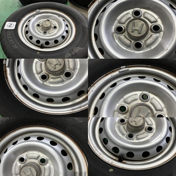 ★BS 夏 21年製!! アクティ 純正 12インチ スチール ホイール　4本　12×3.5J PCD100 4穴 ハブ径56　145/80R12 80/78N LT★_画像3