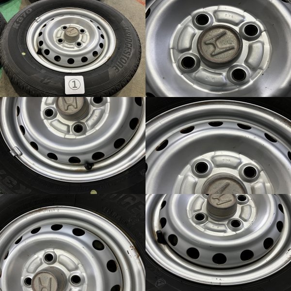 ★BS 夏 21年製!! アクティ 純正 12インチ スチール ホイール　4本　12×3.5J PCD100 4穴 ハブ径56　145/80R12 80/78N LT★_画像2