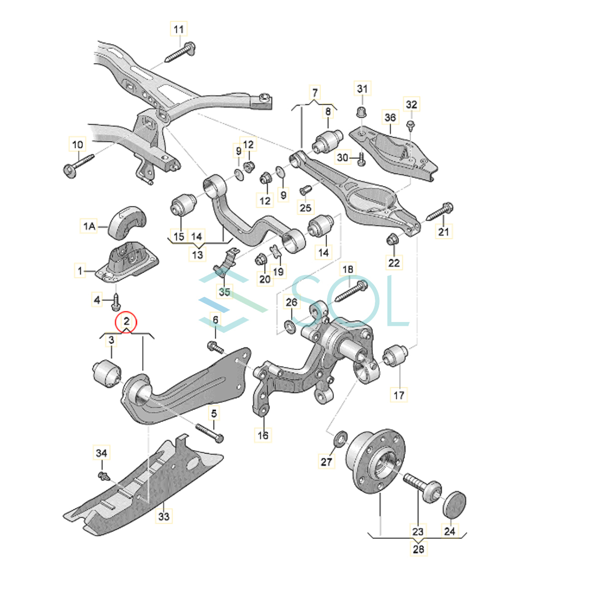 VW ビートル(5C1 5C2 5C7 5C8) イオス(1F7 1F8) ゴルフプラス＋(5M1 521) ゴルフ5(1K1 1K5) リア トレーリングアーム 左側 1K0505223K_画像2