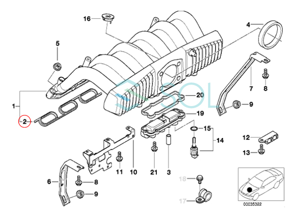 BMW E36 E39 Z3 インマニガスケット インテークマニホールドガスケット 320i 323i 328i M3 528i 2.8 11611740069 出荷締切18時_画像2