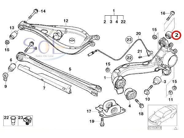 BMW E85 E89 Z4 リア トレーリングアーム ボールジョイント 左右セット M3 2.2i 2.5i 3.0i 3.0si M3.2 20i 23i 35i 33326775551_画像2