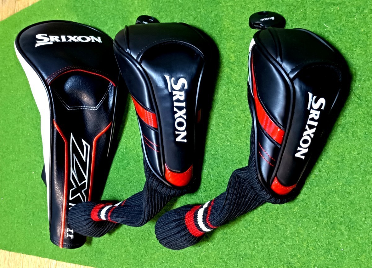 ◆美品 送料無料 SRIXON ヘッドカバー 3点set◆ DR,FW,UT 黒/赤 スリクソン ZX MKⅡ ZX5 ZX7 MK2 松山英樹 祝☆お買い得☆ GGE-S164 BK _画像1