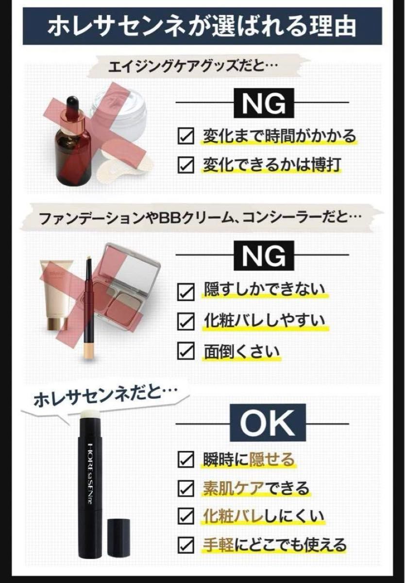 【 メンズ 男性用 ほうれい線 シワ 最短5秒カバー スキンケア グッズ クリーム 】ホレサセンネ 日本製 （単品）