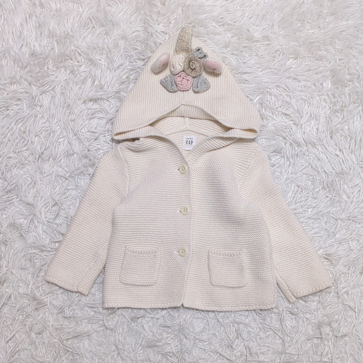 【送料無料】babygap　ベビーギャップ　ユニコーン　ニット　カーディガン　70cm 6-12month　ベビー　子供服_画像1