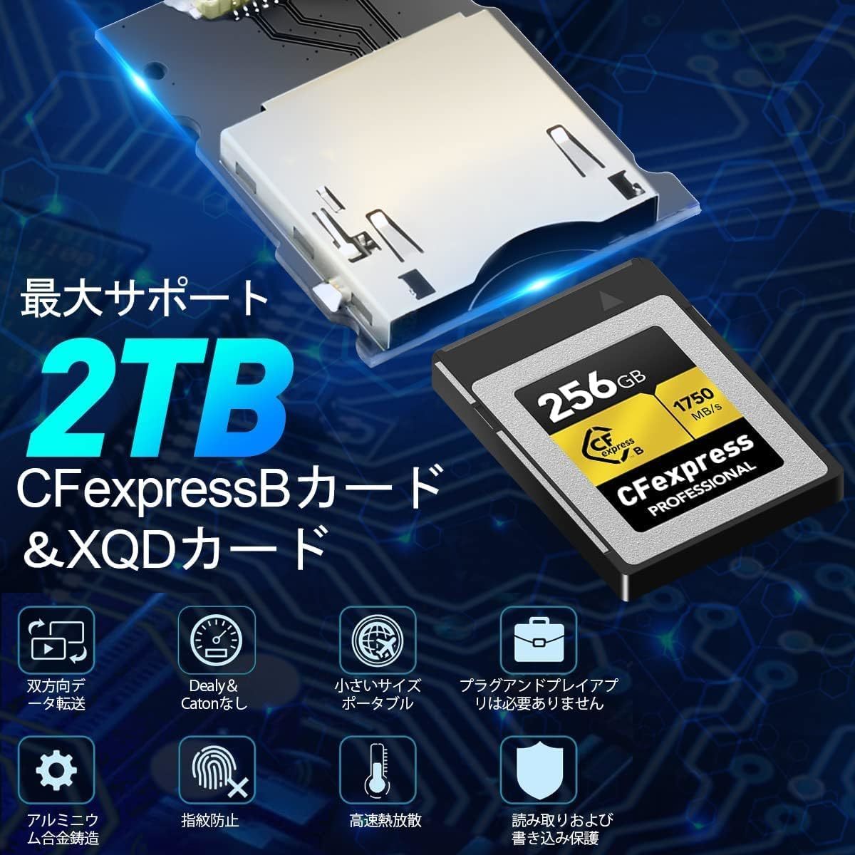 CFexpressタイプB SD カードリーダー USB 3.2 Gen2 10Gbps ダブルスロットカードリーダー 対応 Windows OS/Mac OS/Android OTG_画像8