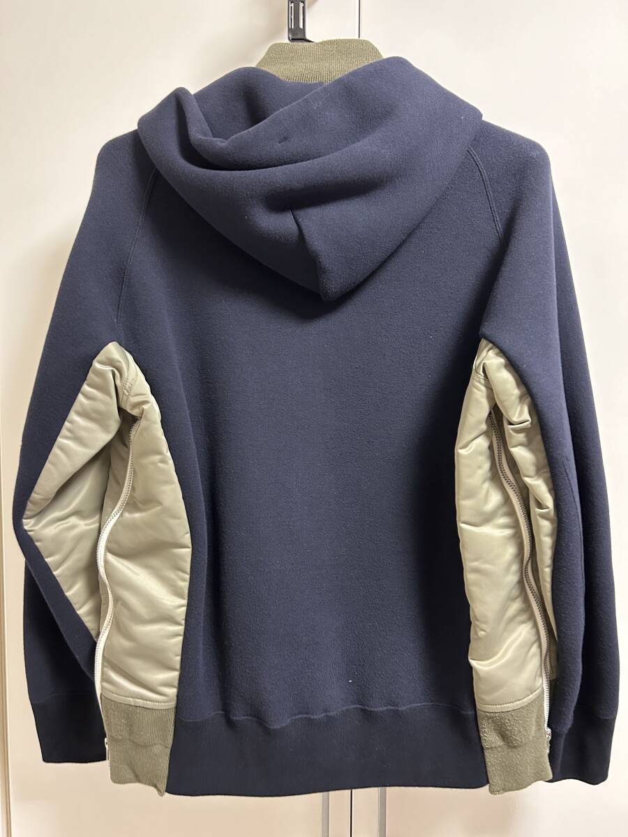 sacai サカイ Sponge Sweat Hoodie スポンジスウェットフーディー Navy サイズ2 23-03173M 23AW_画像2