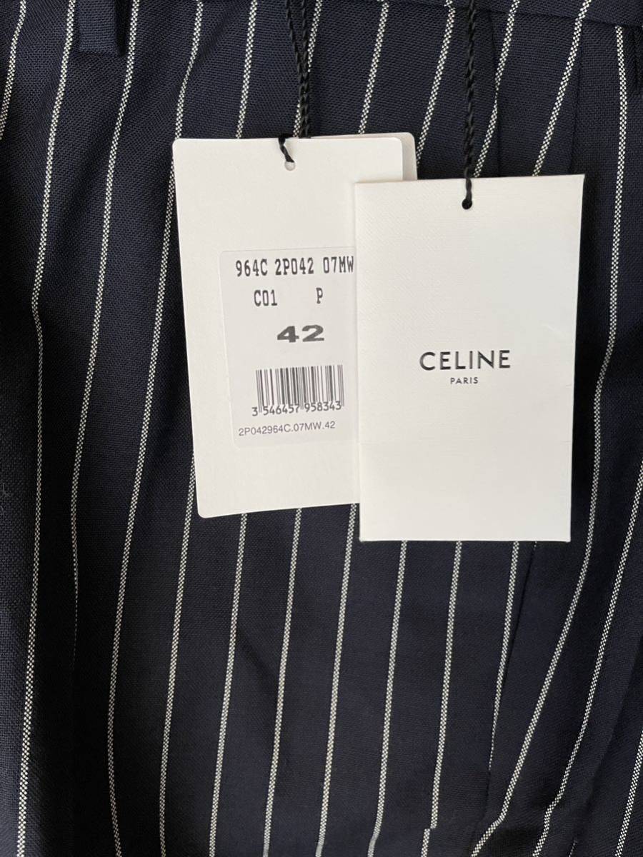 新品】定価13万 セリーヌ テニスストライプ パンツ 42 新品】定価13万 セリーヌ テニスストライプ パンツ 42