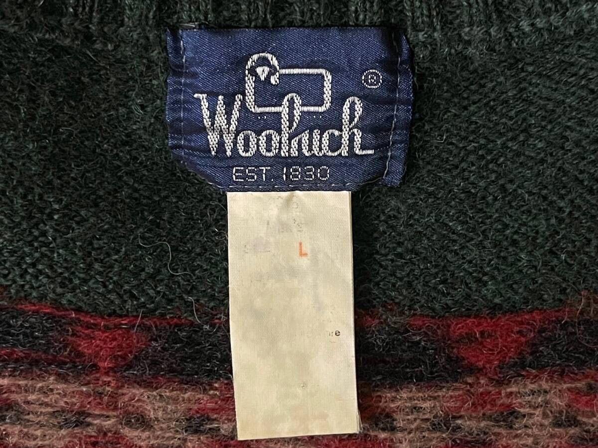 ウールリッチ WOOLRICH 80s 90s ヴィンテージ ダック柄 カモ柄 クールネック ニットセーター Lサイズ 難あり_画像5