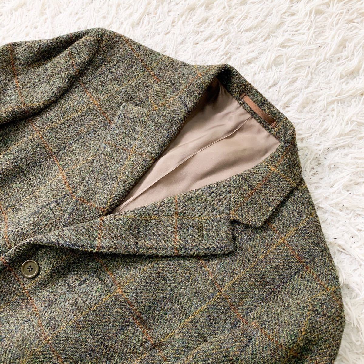 ハリスツイード × ダニエルクレミュ ツイードジャケット 48（L相当） DANIEL CREMIEUX HARRIS TWEED テーラードジャケット カーキ_画像3