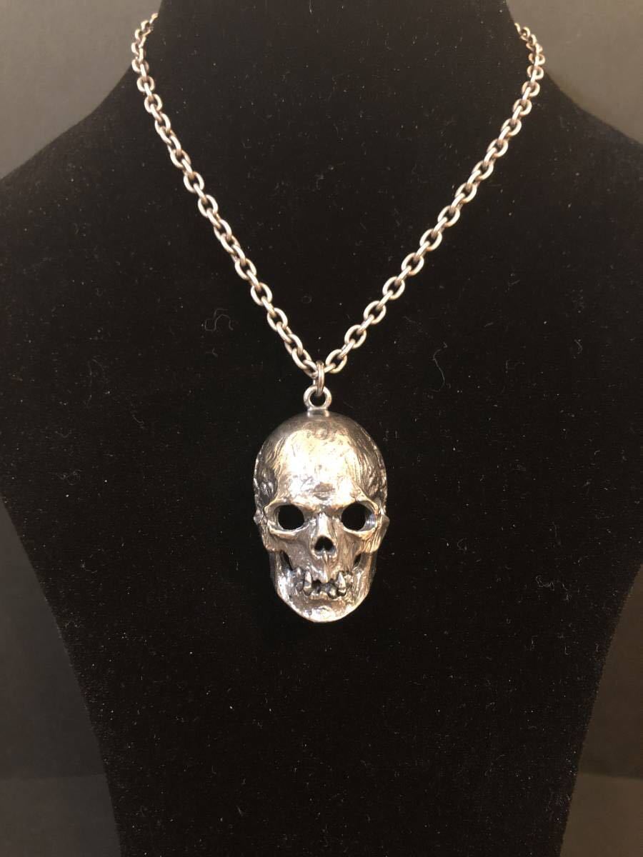 *..CARVEX* handmade Skull pendant .. mask delicate sculpture expert arm guard kote san work 925 silver hand made skeleton skull free shipping 