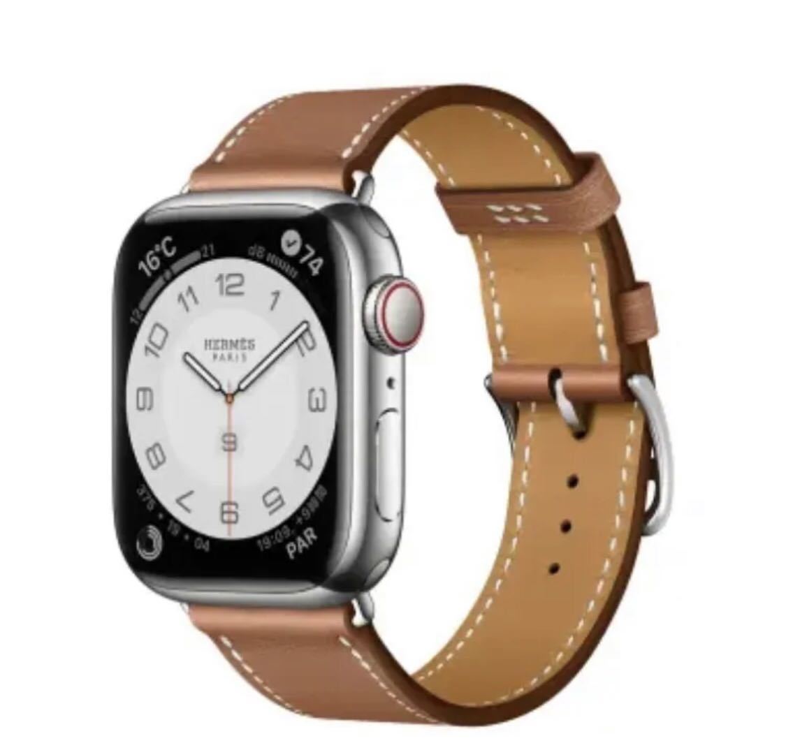 中古美品 Apple Watch series7 HERMES 45mm アップルウォッチ エルメス GPS+Cellular シルバーステンレス シリーズ7 MKMV3J/A 付属品付