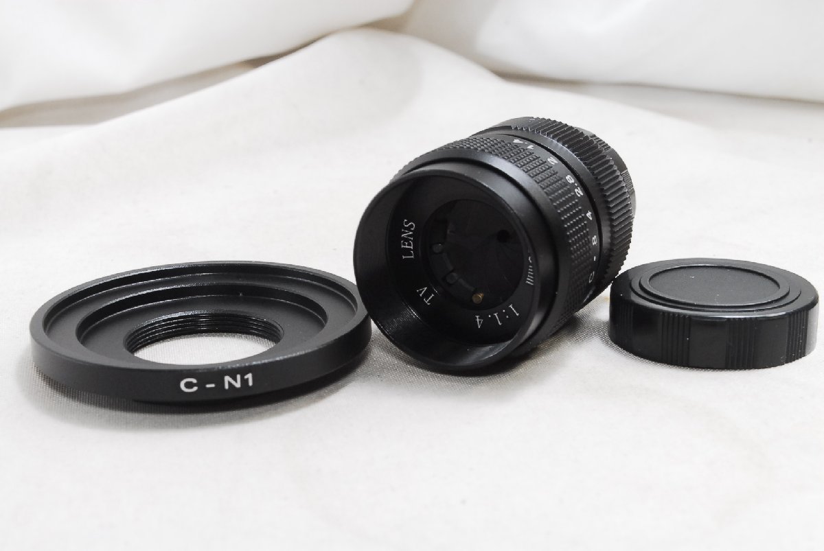 ★新品未使用品★Fujian CCTV 25mm F1.4 ブラック Nikon ニコン C-N1 ミラーレス Cマウントレンズ★マウントアダプター_画像2