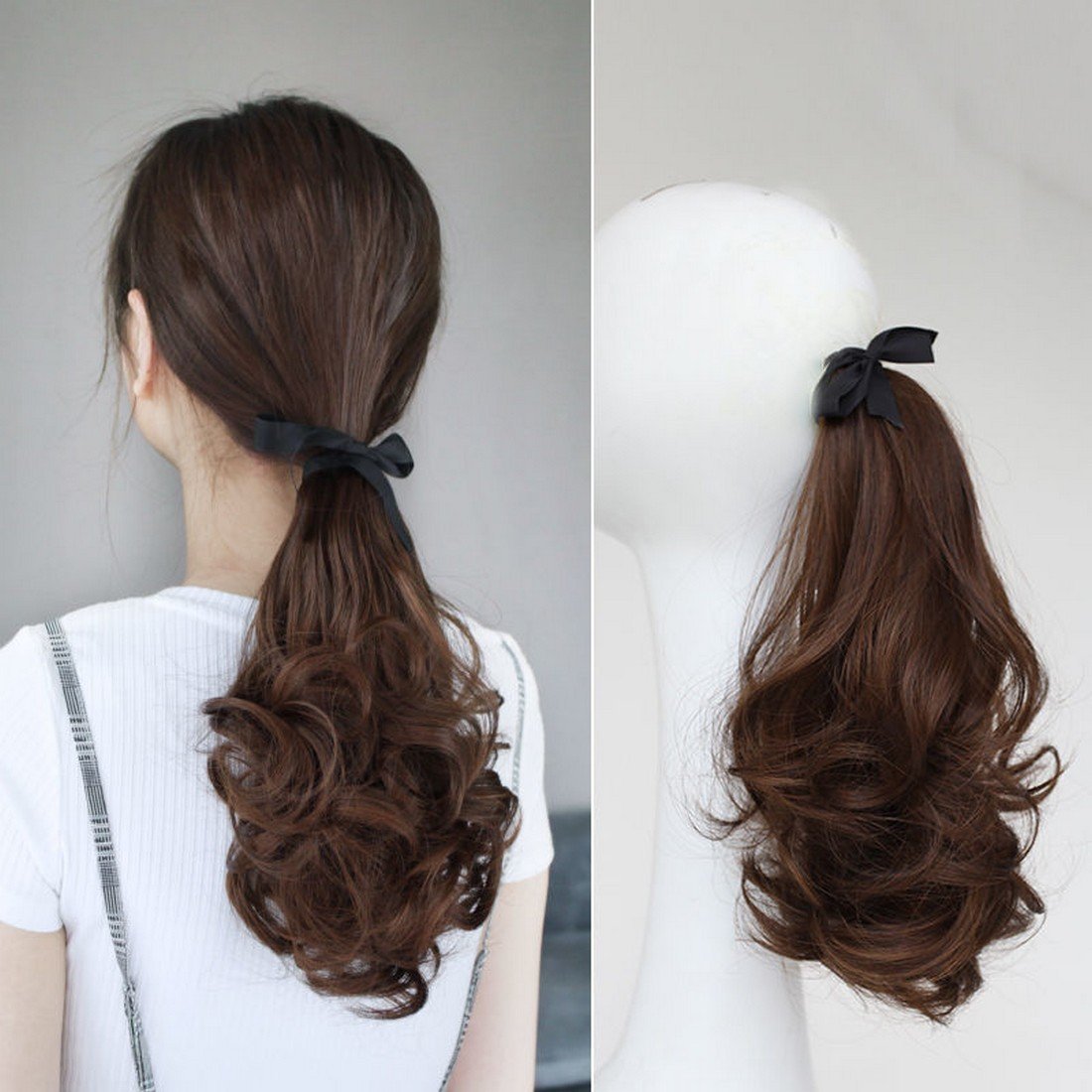  ponytail wig wig ponytail woman long ponytail wig car Lee hair 25cm natural black 