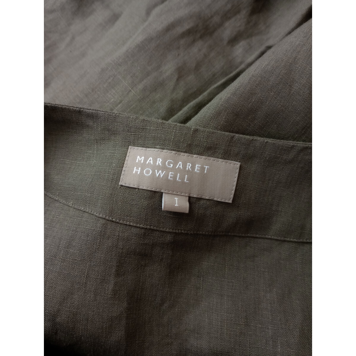 22SS MARGARET HOWELL マーガレットハウエル SHIRTING LINEN SHIRT 半袖 トップス カットソー カーキ 1_画像5