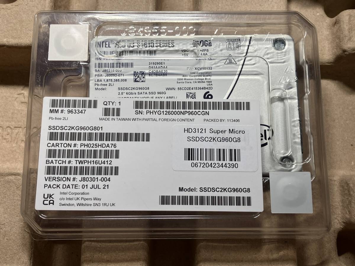 Intel DC S4610 960GB 3D NAND SSD SATA 2.5 inch 企業向け 高耐久 1TB 級_画像1