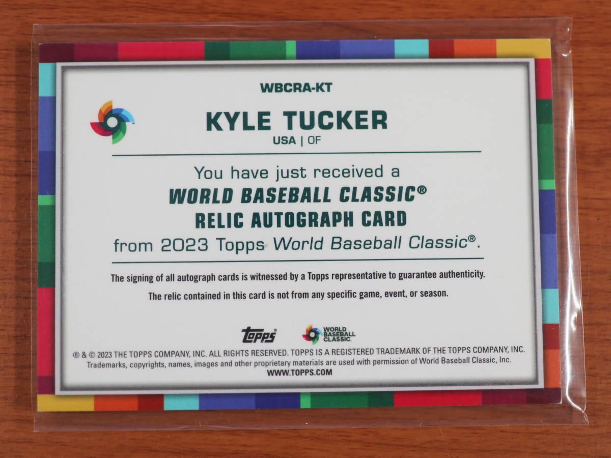 【大量出品・WBCカード】カイル・タッカー　KYLE TUCKER relicオート レリック サイン　topps 2023 World baseball classic カード_画像2