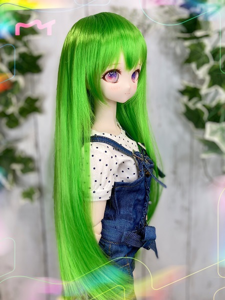 ●ドールウィッグ*ロングヘアー*ライムグリーン*9～9.5インチ（MDD DD SD SmartDollなど）●_画像3