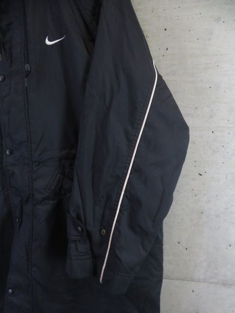 025c19◆90sヴィンテージ◆NIKE ナイキ Swoosh 裏地ボア 中綿 ベンチコート M/グランドコート/ジャージ/ジャケット/ウインドブレーカー_画像3