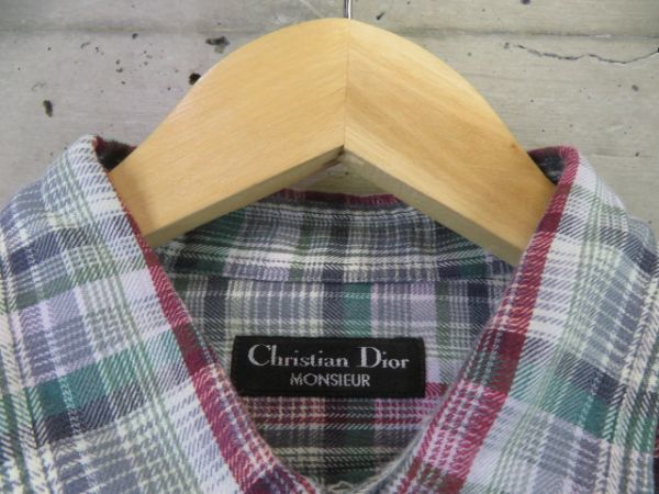 5020b1* beautiful goods *Christian Dior Christian Dior long sleeve check shirt M/ jacket / blouson / coat / men's / man / gentleman 