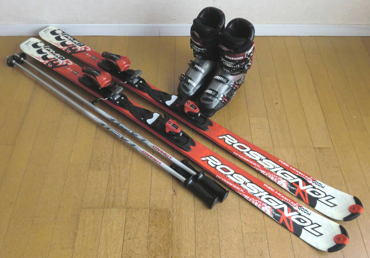 ■■送料無料■即決■ロシニョール/ROSSIGNOL■カービングスキー4点セット■板154/靴25.5■WAX済■■_画像1