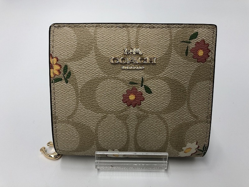 期間限定セール コーチ COACH 二つ折り財布 ベージュ系・CC柄・花柄 CH477