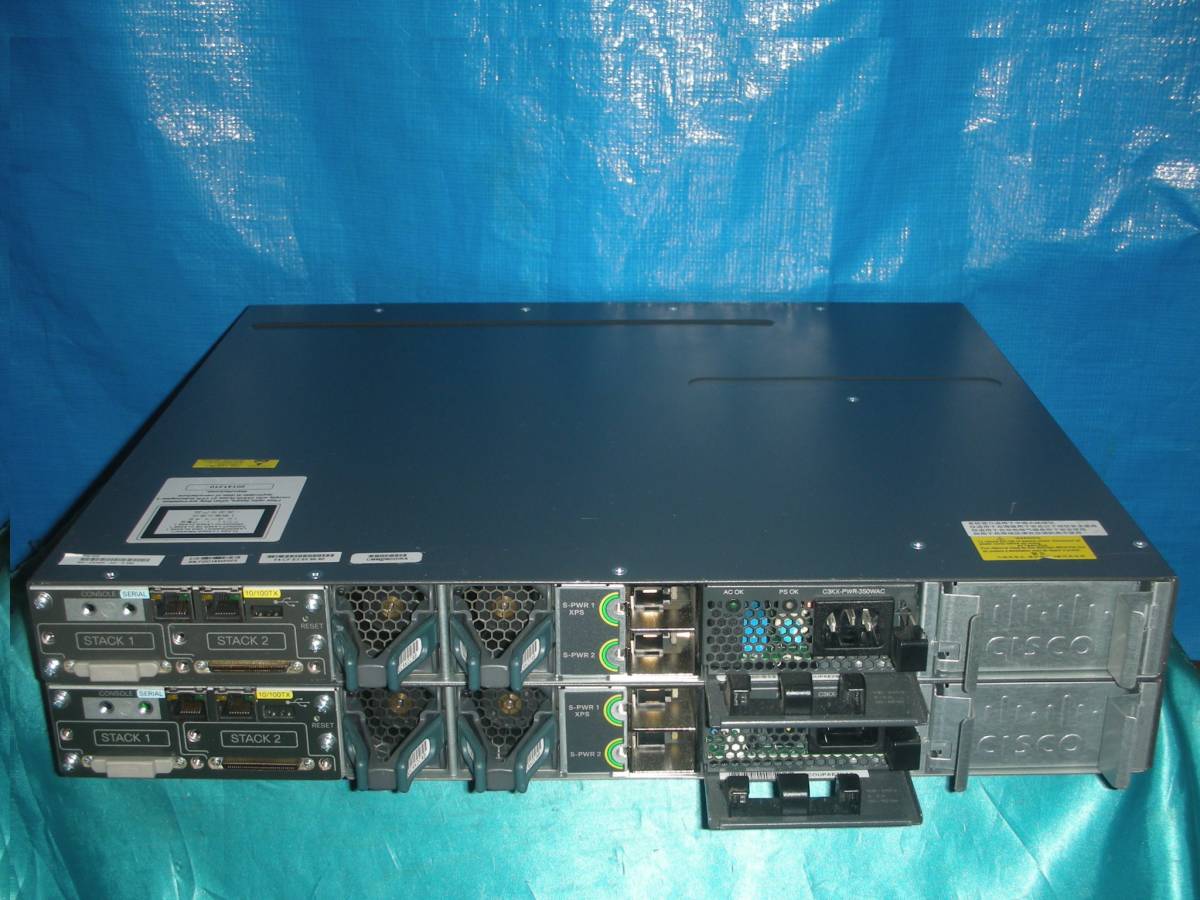 ☆2台セット！Cisco Catalyst 3750-X [WS-C3750X-24T-S]！(#F6-708)「120サイズ」☆_画像2