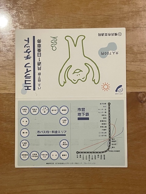 横浜市交通局　エコライフチケット　バス・地下鉄　共通1日乗車券　(管理番号2-20)_画像1