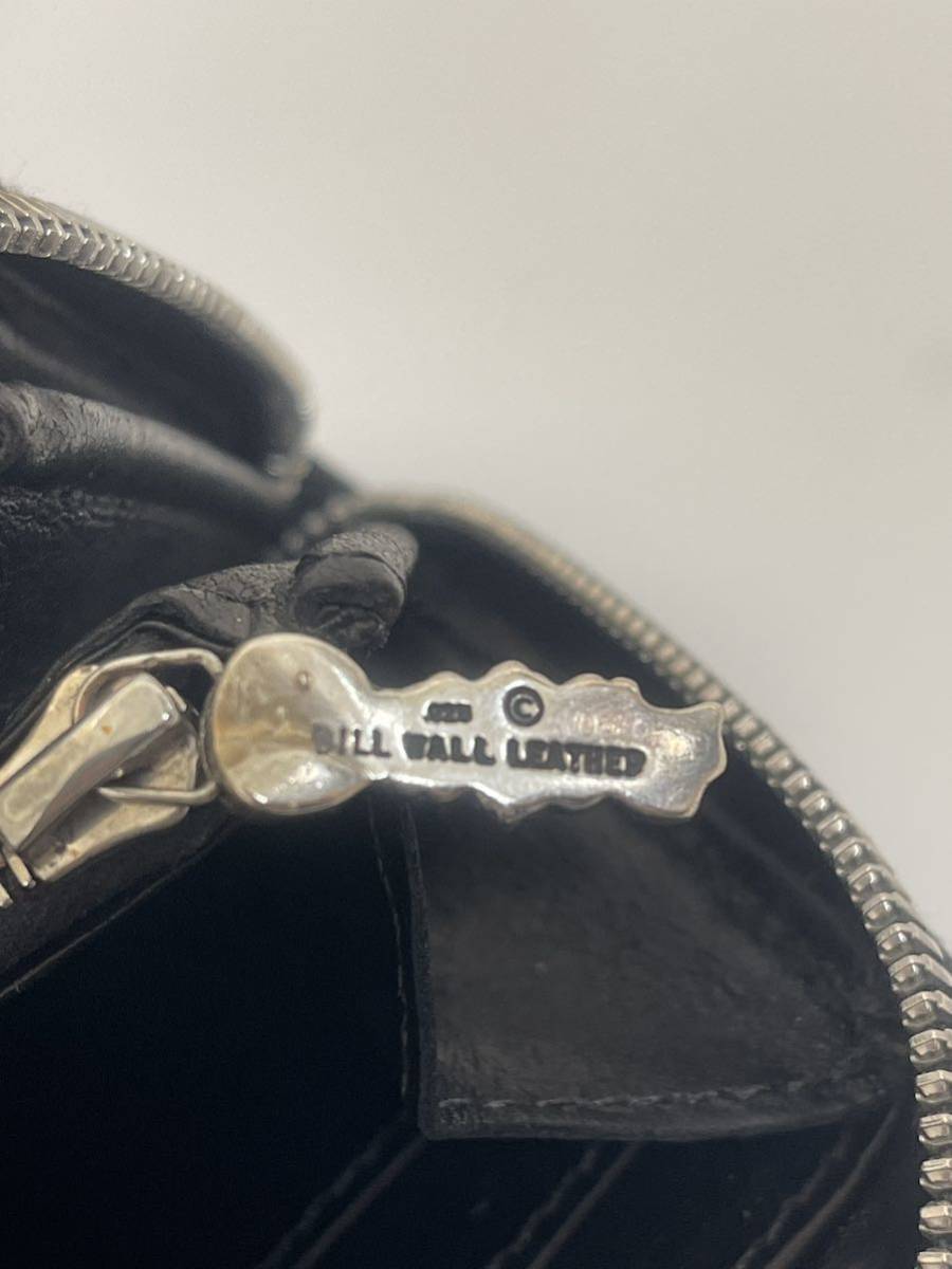 訳あり BILL WALL LEATHER ビルウォールレザー 長財布 W945 Malibu Cross Initial Zipper ラウンドファスナー ブラック 黒 レザー 革 中古_画像7