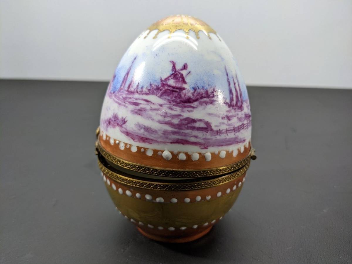 アンティークコレクション 陶器 エッグ 卵型 小物入れ A4609B06_画像6