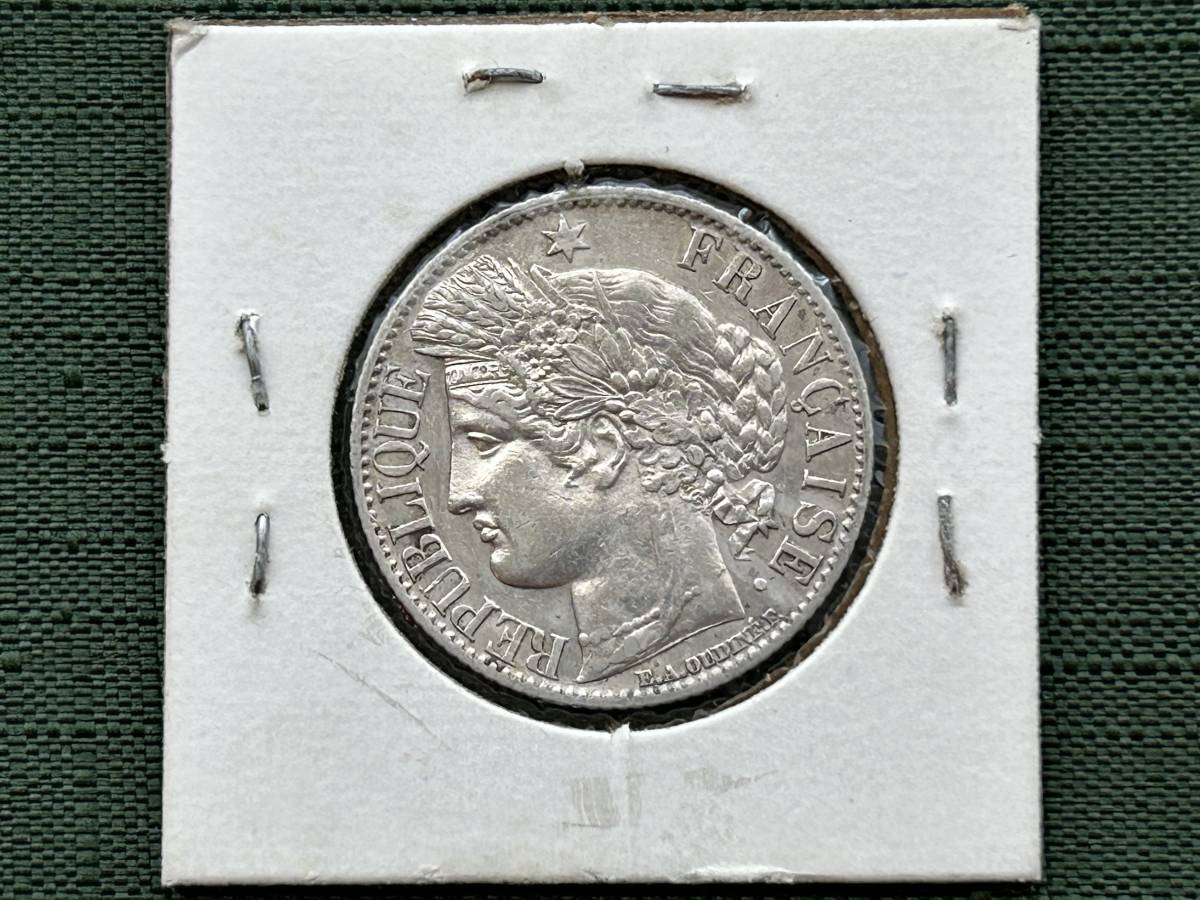 フランス・1872・1フラン銀貨・セレス【AU】_画像3