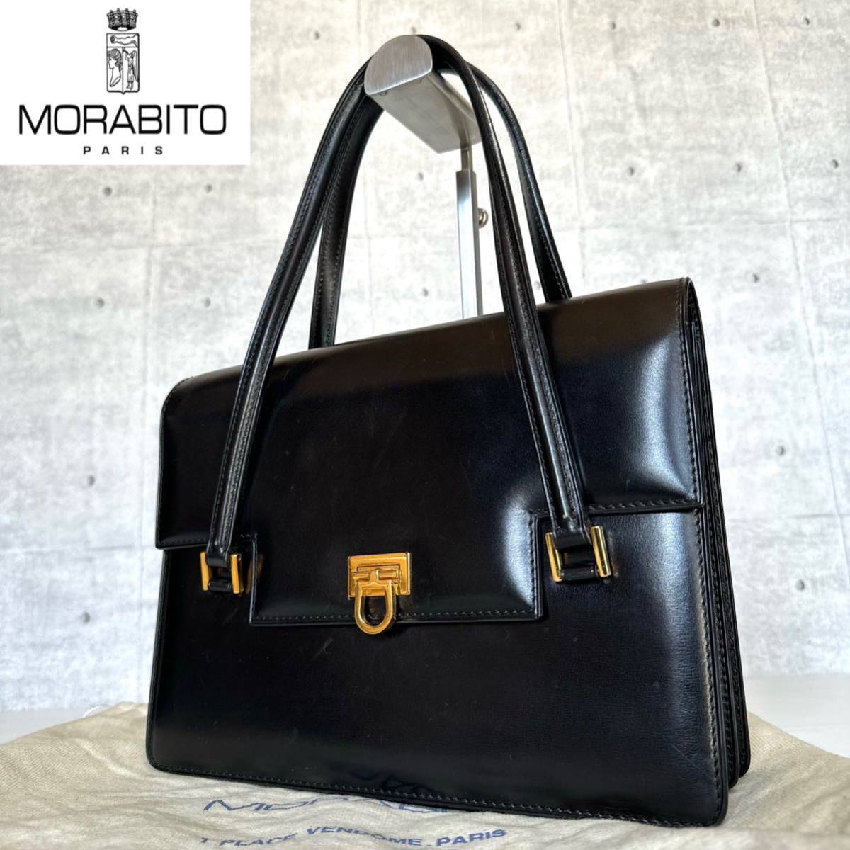 MORABITO BLACK カーフレザー モラビト ゴールド金具 ブラック 黒 ハンドバッグ トートバッグ ショルダー 