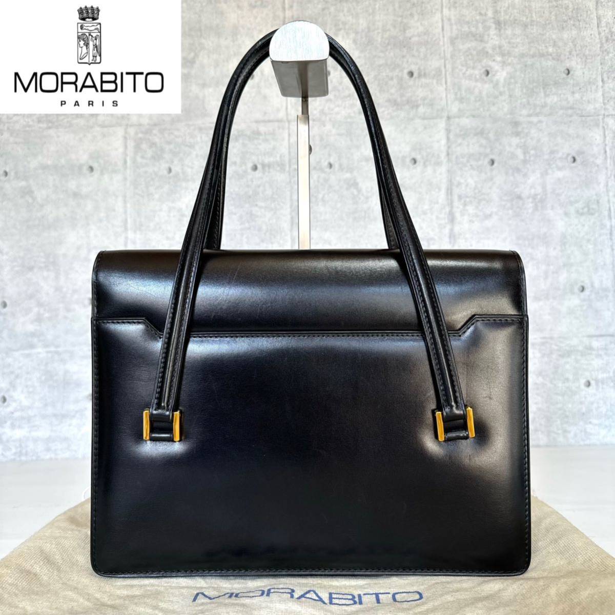 MORABITO BLACK カーフレザー モラビト ゴールド金具 ブラック 黒 ハンドバッグ トートバッグ ショルダー 