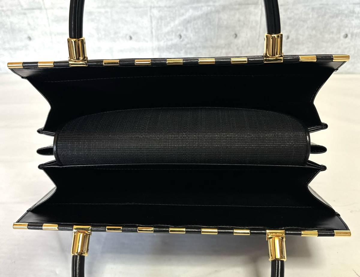美品 COMTESSE コンテス 最高級 定価約85万 ホースヘア×レザー ブラック 黒 ゴールド金具 ハンドバッグ トートバッグ ドイツ製 レディース_画像8