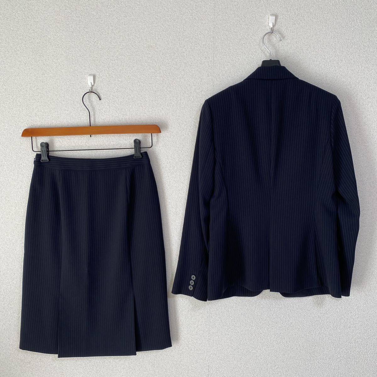 Yahoo!オークション - インディヴィ スカートスーツ 36 W62 濃紺 春夏 