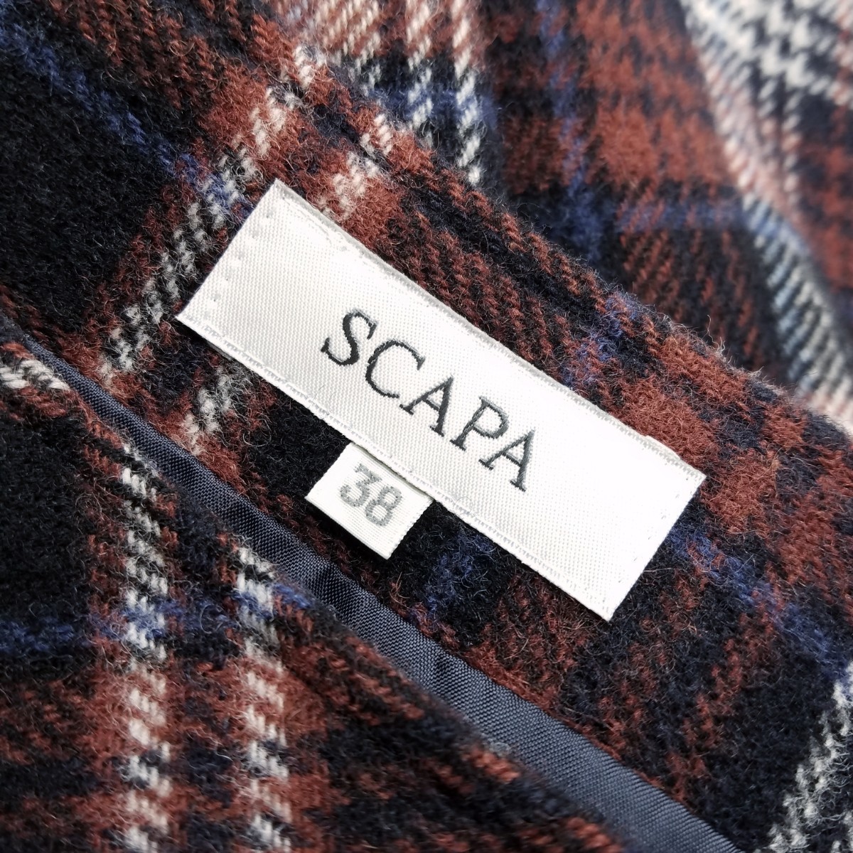  осень-зима [ прекрасный товар ] Scapa / лодыжка длина шерсть в клетку длинная юбка /38/ чай [ произведена чистка ] обычная цена примерно 6 десять тысяч иен /SCAPA/9 номер 