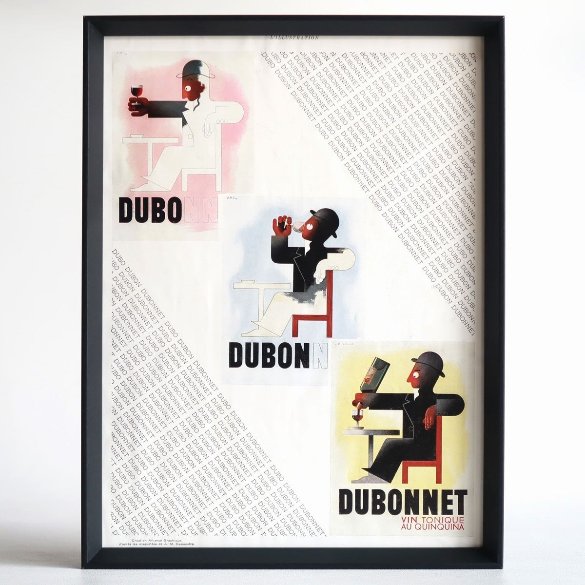 DUBONNET デュボネ 1932年 カッサンドル フランス アンティーク 広告 額装品 レア ヴィンテージ コレクション フレンチ ポスター 稀少_画像1