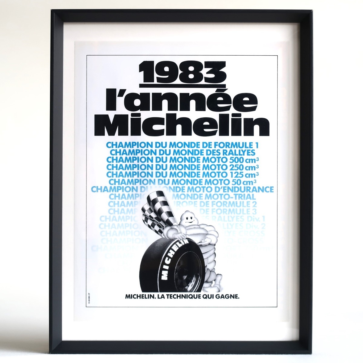 MICHELIN ミシュラン 1984年 ビバンダム フォーミュラ F1 ラリー フランス ヴィンテージ 広告 額装品 インテリア フレンチ ポスター 稀少_画像1