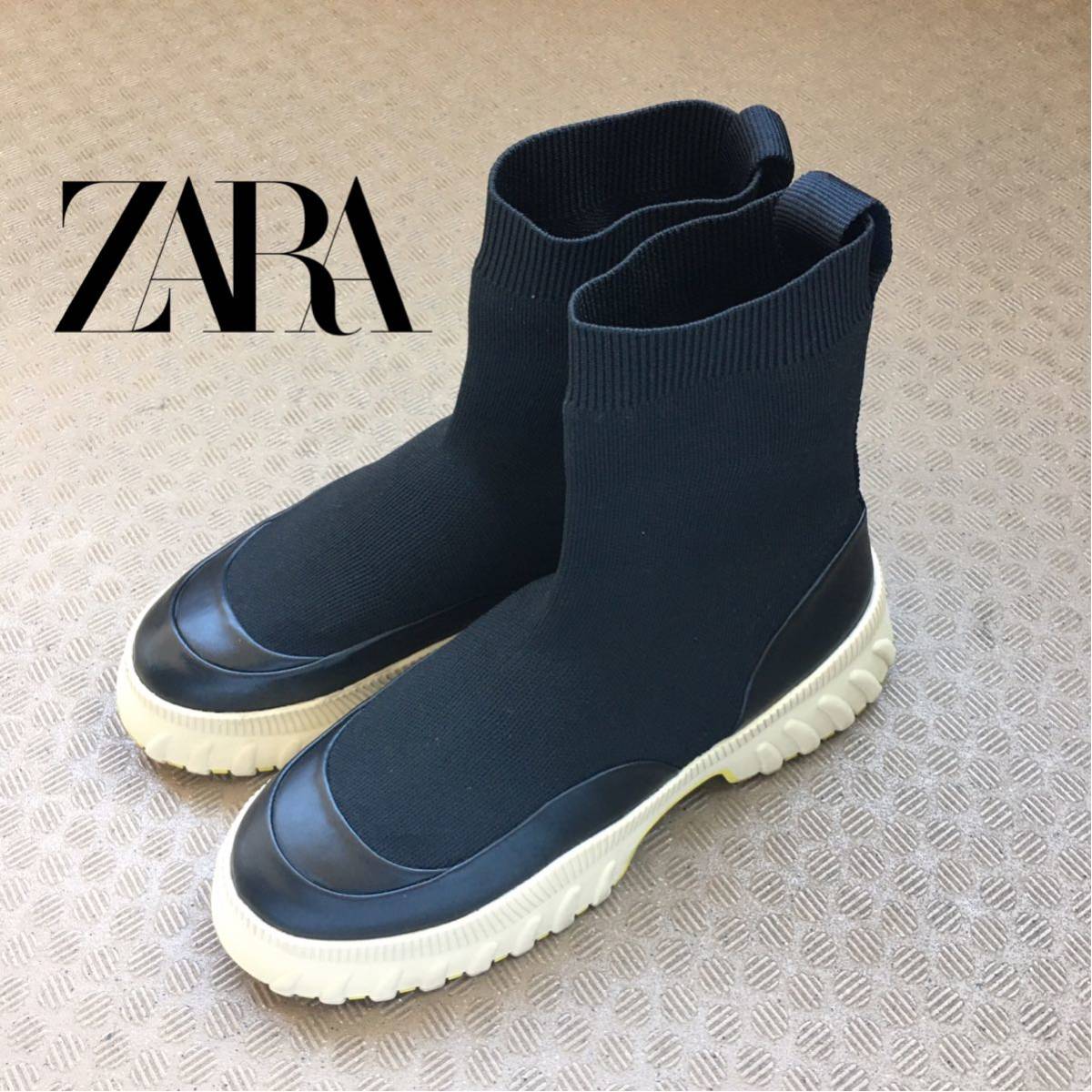 ★【 ZARA 】★厚底 ニットレディースブーツ★サイズ38_画像1