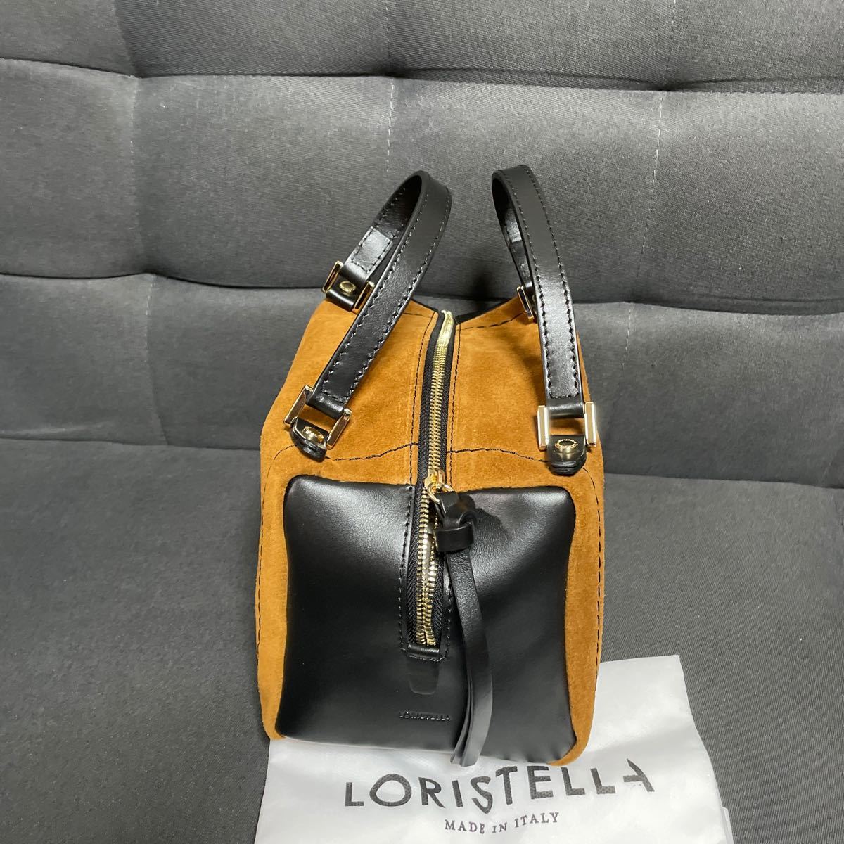 未使用 LORISTELLA ロリステッラ 2WAY レザーコンビハンドバッグ ショルダーバッグ ミニボストン レディース スエード 牛革_画像3