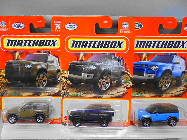 MATCHBOX 2020 ランドローバー ディフェンダー 90 3台セット ミニカー マッチボックス_画像1