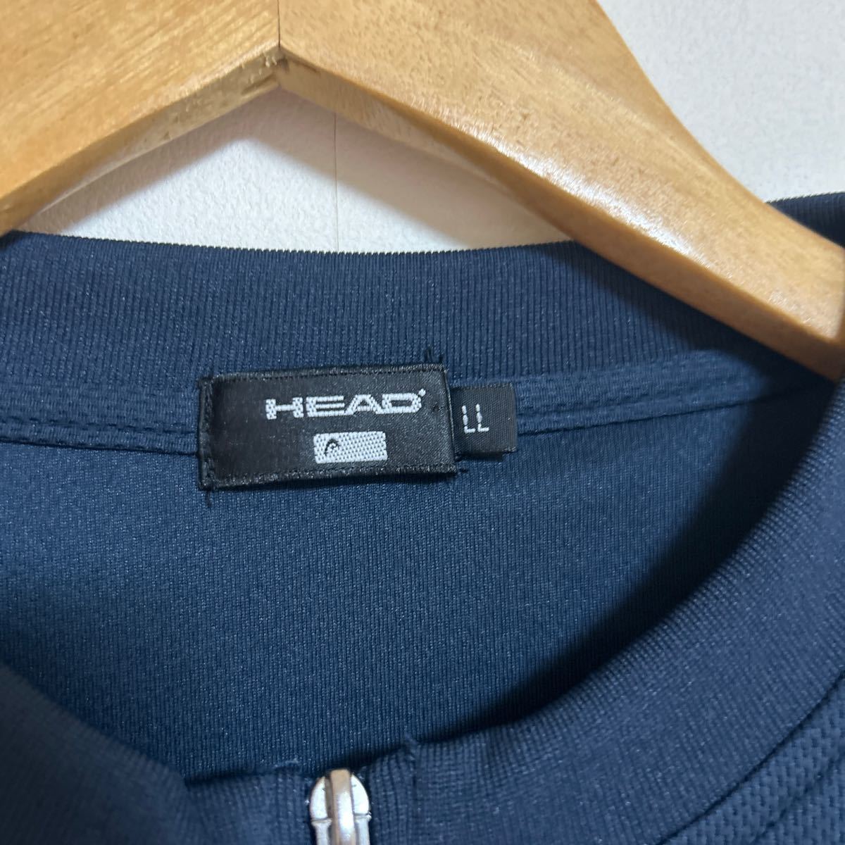 HEAD ヘッド 半袖 ハーフジップ LLサイズ ネイビー ポリエステルの画像2