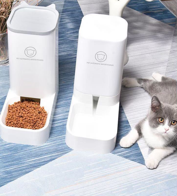 {SALE} cat dog for pets automatic feeding vessel waterer gravity type 2 piece set [216]. absence number .!