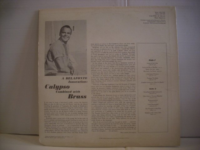 ● 輸入USA盤 LP HARRY BELAFONTE / CALYPSO IN BRASS ハリー・ベラフォンテ カリプソインブラス 1966年 LSP-3658 ◇r60216の画像2