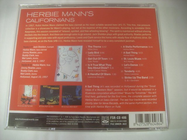 ■ 輸入SPAIN盤 CD HERBIE MANN / HERBIE MANN'S CALIFORNIANS JACK SHELDON JIMMY ROWLES 1957年 ハービー・マン FSR-CD 486 ◇r60229_画像2